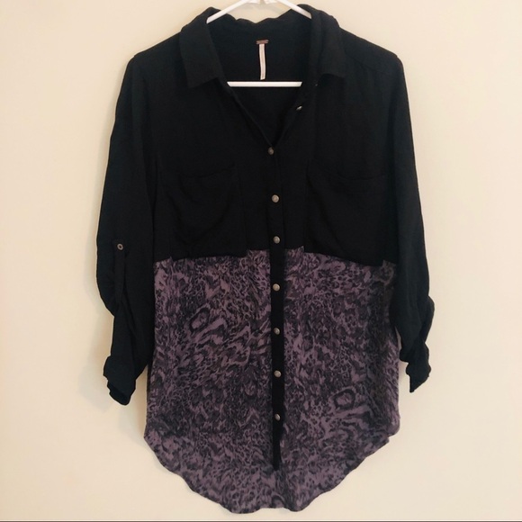 Free People Welcome To The Jungle Button Top - Picture 1 of 8